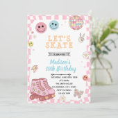 Groovy roller skate verjaardagsuitnodiging kaart (Staand voorkant)