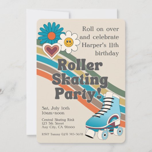 Groovy Roller Skating Birthday Party Kaart (Voorkant)