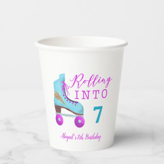 Groovy Roller Skating Birthday Party Papieren Bekers (Voorkant)