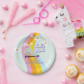 Groovy Rollerskating Retro Rainbow Birthday Papieren Bordje (Feest)