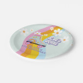 Groovy Rollerskating Retro Rainbow Birthday Papieren Bordje (Gekanteld)