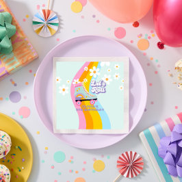 Groovy Rollerskating Retro Rainbow Birthday Servet