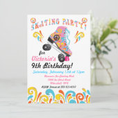 Groovy Rolschaatsen Party Uitnodigingen (Staand voorkant)
