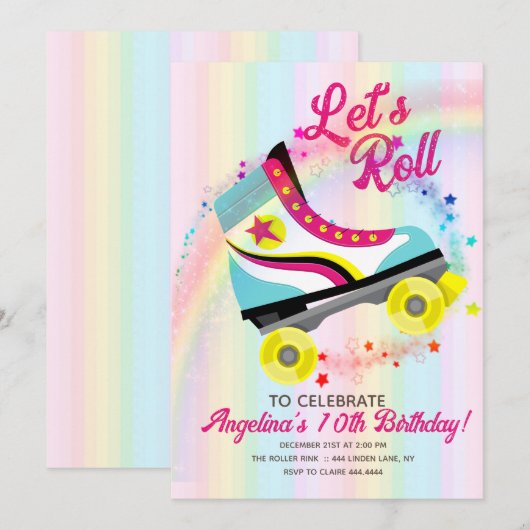 Groovy Rolschaatsen Verjaardag Kaart (Voorkant / Achterkant)