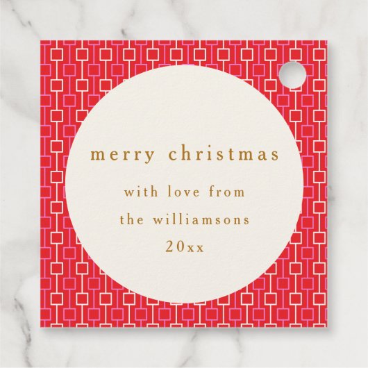 Groovy rood roze retro Schattigee aangepaste naam Bedankjes Labels (Achterkant)