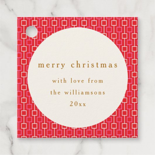 Groovy rood roze retro Schattigee aangepaste naam  Bedankjes Labels (Voorkant)