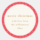 Groovy rood roze retro Schattigee aangepaste naam  Ronde Sticker (Voorkant)