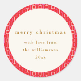 Groovy rood roze retro Schattigee aangepaste naam  Ronde Sticker