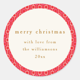 Groovy rood roze retro Schattigee aangepaste naam  Ronde Sticker