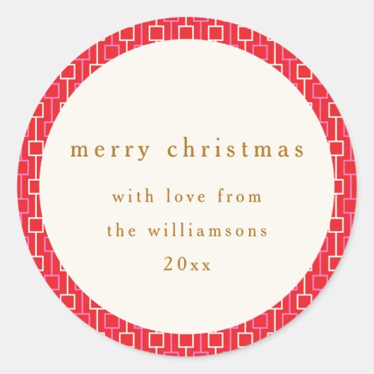 Groovy rood roze retro Schattigee aangepaste naam  Ronde Sticker (Voorkant)