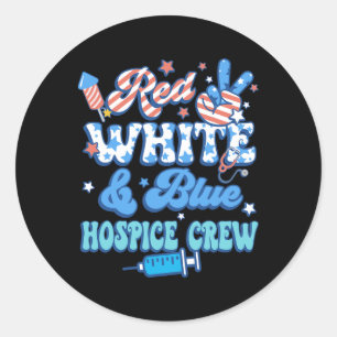 Groovy Rood Wit Blauwe Hospice Crew Hospice Verple Ronde Sticker