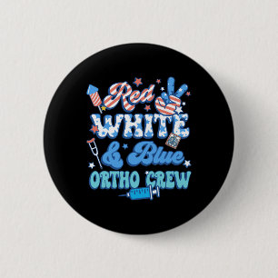 Groovy Rood Wit Blauwe Ortho Crew Ortho Verpleegst Ronde Button 5,7 Cm