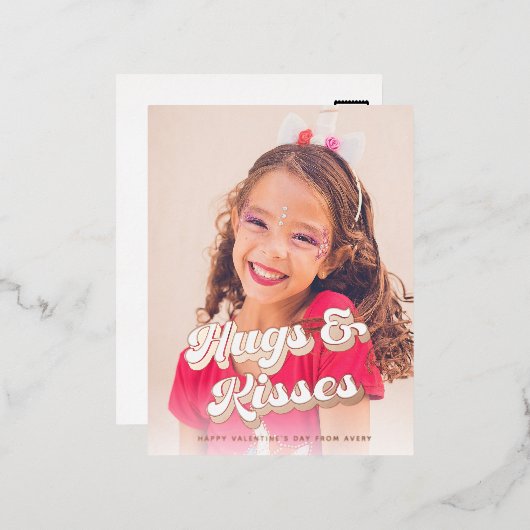 Groovy Roos Gold Valentijnsdag foto Folie Feestdagen Briefkaart (Voorkant / Achterkant)