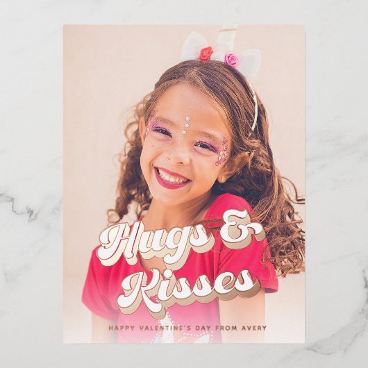 Groovy Roos Gold Valentijnsdag foto Folie Feestdagen Briefkaart (Voorkant)