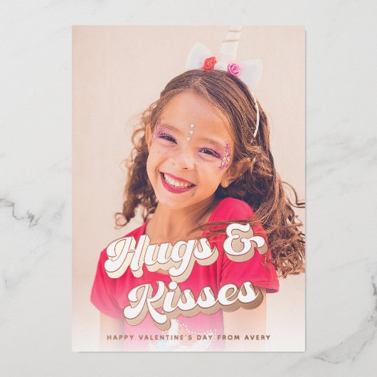 Groovy Roos Gold Valentijnsdag Fotokaart Folie Feestdagenkaart (Voorkant)