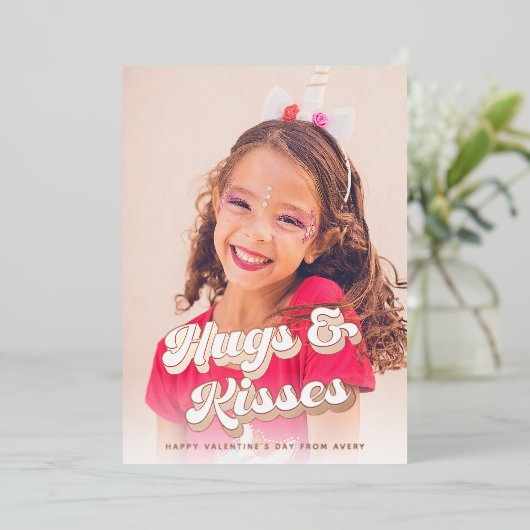 Groovy Roos Gold Valentijnsdag Fotokaart Folie Feestdagenkaart (Staand Voorkant)