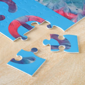 Groovy Roze Blauw Paarse Blends Vredesgebaren Puzz Legpuzzel (Zijkant)