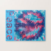 Groovy Roze Blauw Paarse Blends Vredesgebaren Puzz Legpuzzel (Horizontaal)