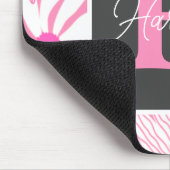 Groovy roze bloemen Monogram Muismat (Hoek)