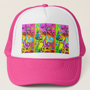 groovy roze bloemenkracht hoed trucker pet