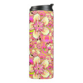groovy roze bloempatroon thermosbeker (Gedraaid links)