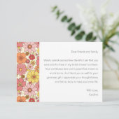 Groovy Roze Bloemstuk Bruiloft Aangepaste Bericht Bedankkaart (Staand voorkant)