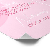 Groovy Roze Daisy Eerste Verjaardag Mijlpaal teken Poster (Hoek)