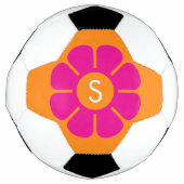 Groovy Roze Daisy met Aangepast Sinaasappel Monogr Voetbal (Voorkant)