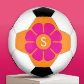 Groovy Roze Daisy met Aangepast Sinaasappel Monogr Voetbal