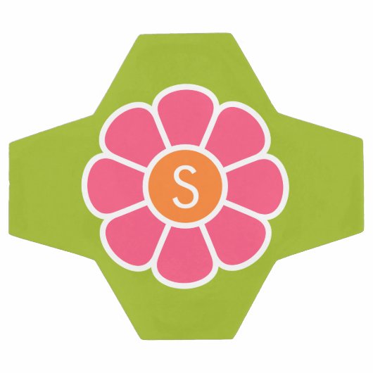 Groovy Roze Daisy met Aangepast Sinaasappel Monogr Voetbal (Enkel)