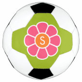 Groovy Roze Daisy met Aangepast Sinaasappel Monogr Voetbal (Voorkant)