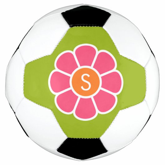 Groovy Roze Daisy met Aangepast Sinaasappel Monogr Voetbal (Voorkant)