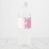 Groovy Roze Daisy Verjaardag Water Fles Label Waterfles Etiket (Achterkant)