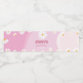 Groovy Roze Daisy Verjaardag Water Fles Label Waterfles Etiket (Enkel label)