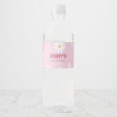 Groovy Roze Daisy Verjaardag Water Fles Label Waterfles Etiket (Voorkant)