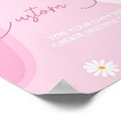 Groovy Roze Daisy Verjaardagsfeest Tafelteken Poster (Hoek)