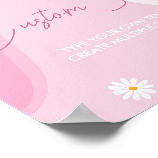 Groovy Roze Daisy Verjaardagsfeest Tafelteken Poster (Hoek)