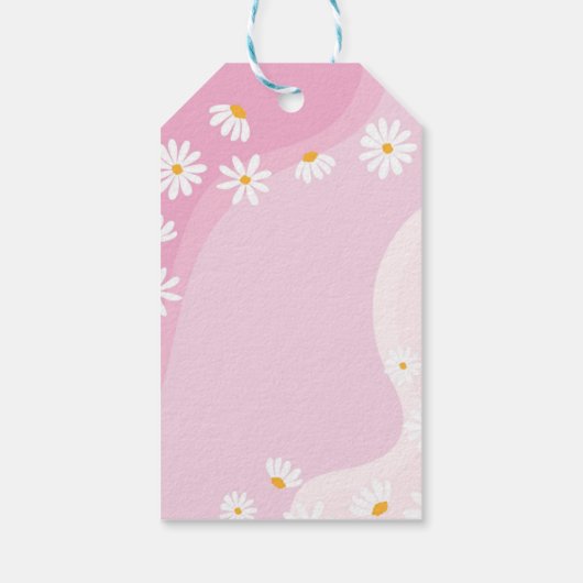 Groovy Roze Daisy Verjaardagsfeestje Dank u Label Cadeaulabel (Achterkant)