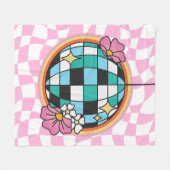 Groovy Roze Disco Ball 60s Hippie Retro geruit Fleece Deken (Voorkant (Horizontaal))