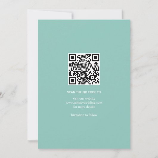 Groovy roze en aqua bloemen 70s geïnspireerd foto save the date (Achterkant)