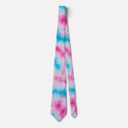 Groovy Roze en Blauwe Tie Dye Stropdas (Voorkant)