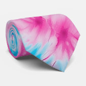 Groovy Roze en Blauwe Tie Dye Stropdas (Opgerold)