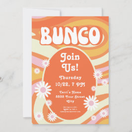 Groovy Roze en Oranje Bloemen Bunco Kaart