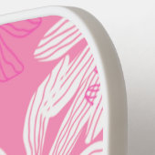 Groovy roze floral Monogram & naam op maat Pickleball Paddle (Links Detail)