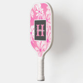 Groovy roze floral Monogram & naam op maat Pickleball Paddle (Links)