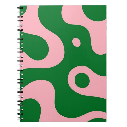 Groovy Roze & Groen Abstract Spiral Notitieboek (Voorkant)