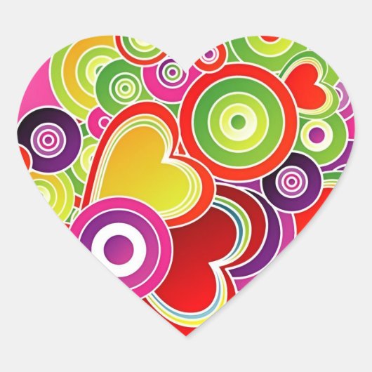 Groovy Roze Hart Hart Sticker (Voorkant)
