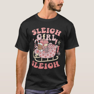 Groovy Roze Kerst Sleigh Meisje Sleigh Gingerbre T-shirt