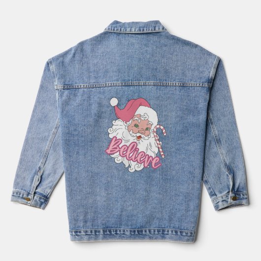 Groovy  roze kerstman gelooft Kerstmis Denim Jacket (Achterkant)