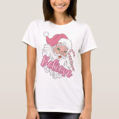 Groovy  roze kerstman gelooft Kerstmis T-shirt (Voorkant)